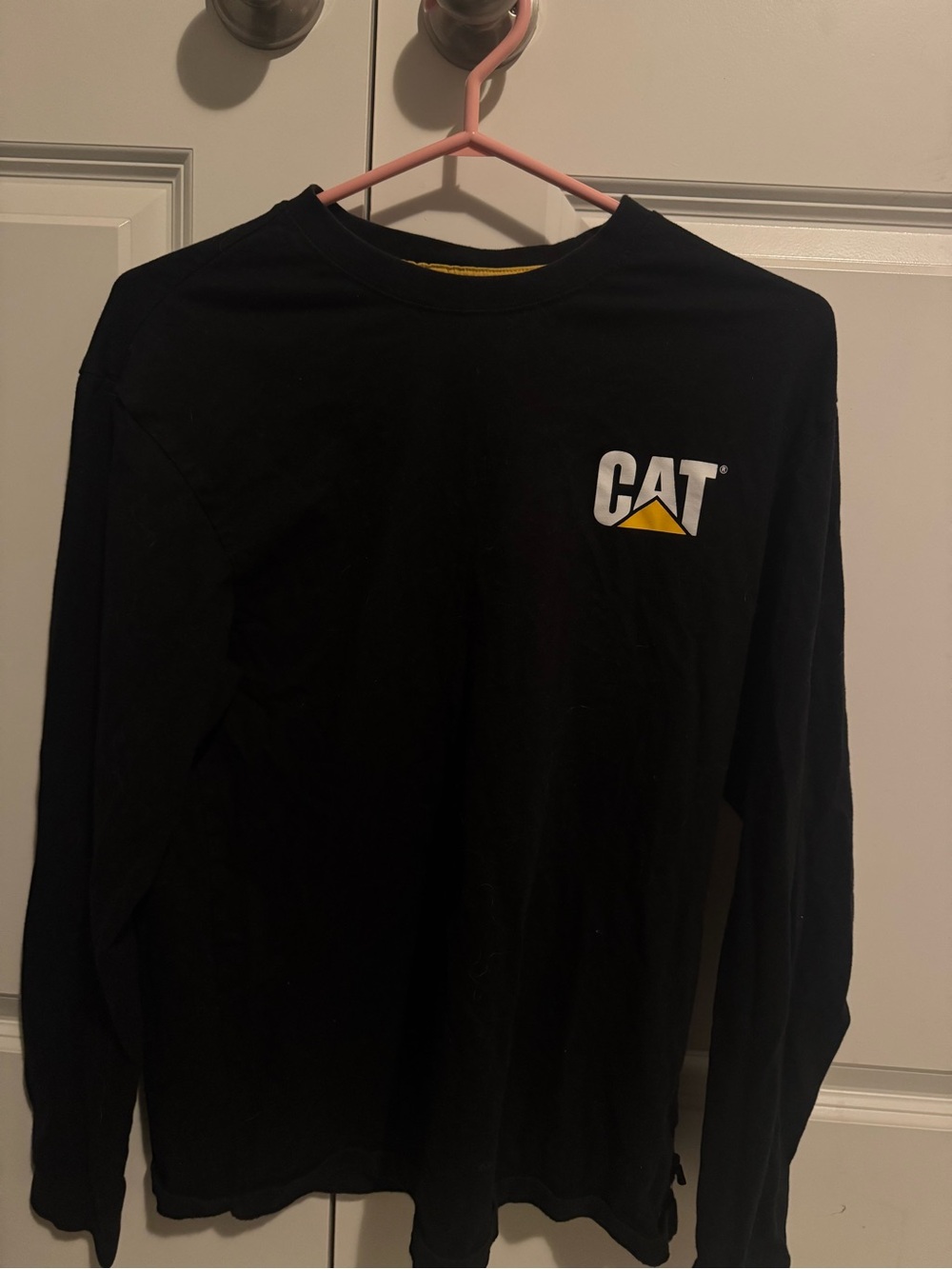 Caterpillar Black Tee with Yellow Neck Trim